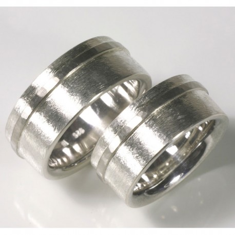 Trauringe mit Streifen, 925-S Silber, Palladium