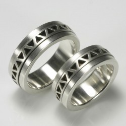  Wedding rings, 925 silver, ZZ ornament