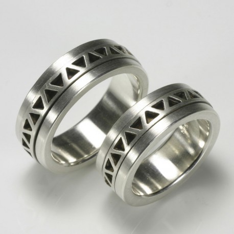  Wedding rings, 925 silver, ZZ ornament