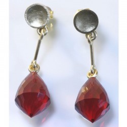 Earrings, 750 gold, red quartz