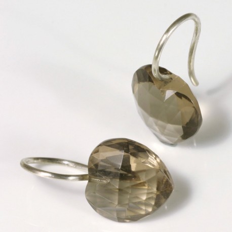 Ohrhänger, 925- Silber, Rauchquarz Herzen