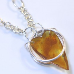 Pendant, 925 silver, amber