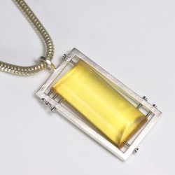  Pendant, amber 925 silver, steel