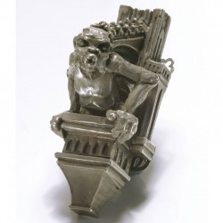  Brooch / pendant, gargoyle, silver-plated copper