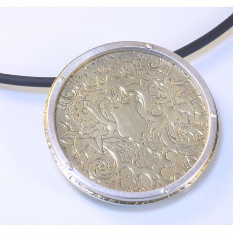 Anhänger, 750- Gold, 925- Silber, Uhrdeckel