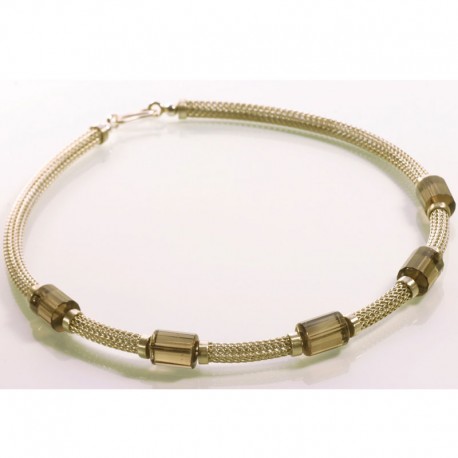 Necklace, 925 silver, smoky quartz