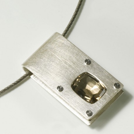 Anhänger, 925- Silber, Rauchquarz