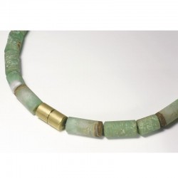 Kette, 750- Gold, Chrysopras Walzen