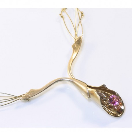 Necklace, calyx, 750 gold, tourmaline