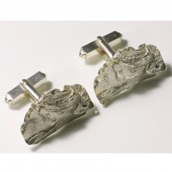  Cufflinks, 925 silver, redwood bark