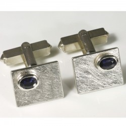 Manschettenknöpfe, 925- Silber, Saphire