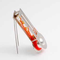  Brooch, 925 silver, gold leaf, glass