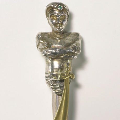  Maharajah ballpoint pen, 925- silver, brass, emerald