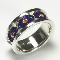  Eye ring, 925 silver, cold enamel