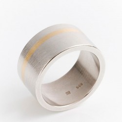  Ring, 925 silver, 750 gold stripe