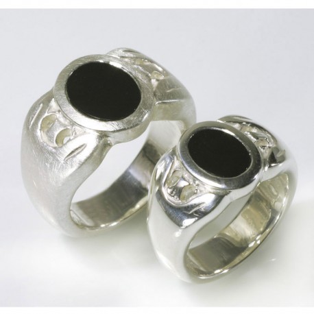 Eheringe, Siegelringe, 925- Silber, Onyx