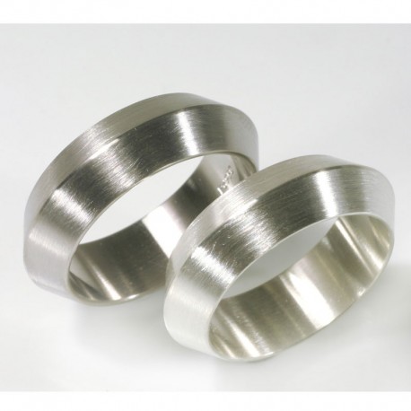  Roof-shaped wedding rings, 925 silver
