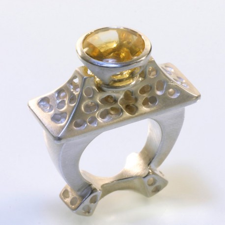 Ring, 925 silver, citrine