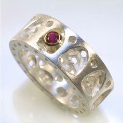 Ring, 925- Silber, 750- Gold, Rubin