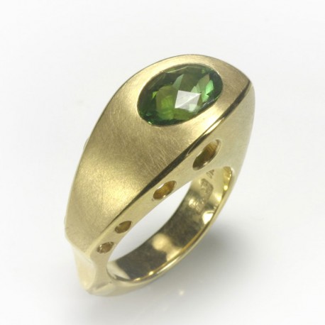  Ship ring, 750 gold, tourmaline