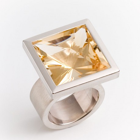  Ring, 925 silver, citrine cross
