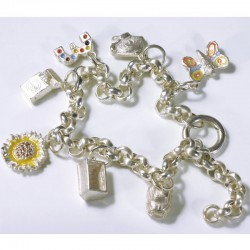 Charm bracelet basic chain for charm pendant, 925 silver