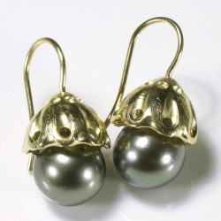 Ohrhänger, 750- Gold, Tahitiperlen