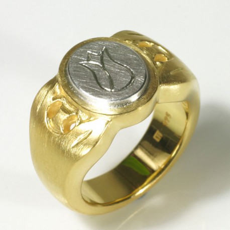 Siegelring, 925- Silber, goldplattiert, Gravur