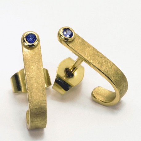 Stud earrings, 750 gold, sapphires