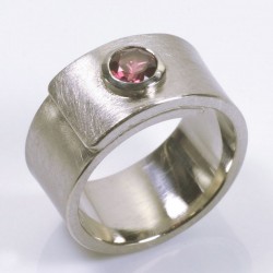 Wickelring, 500- Palladium,  rosa Turmalin