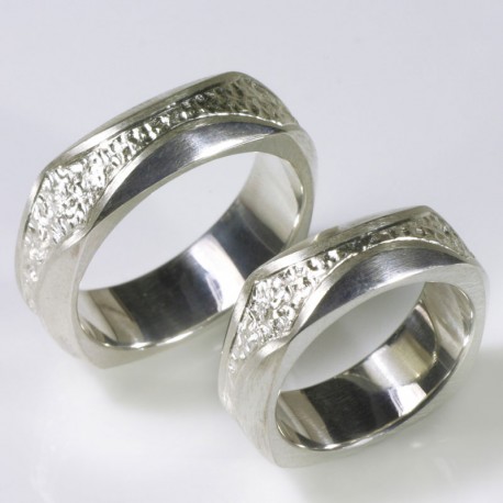 Trauringe, 925- Silber, Quadratur graviert